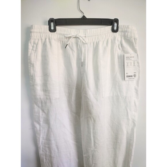 New Athleta Retreat 100% Linen Joggers Pants White Pull On Size 16 NWT Pockets - Picture 5 of 13